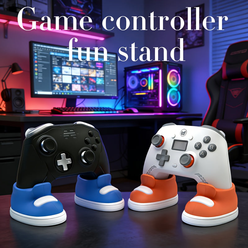 Controller standaards in blauw en oranje met gamecontrollers erop