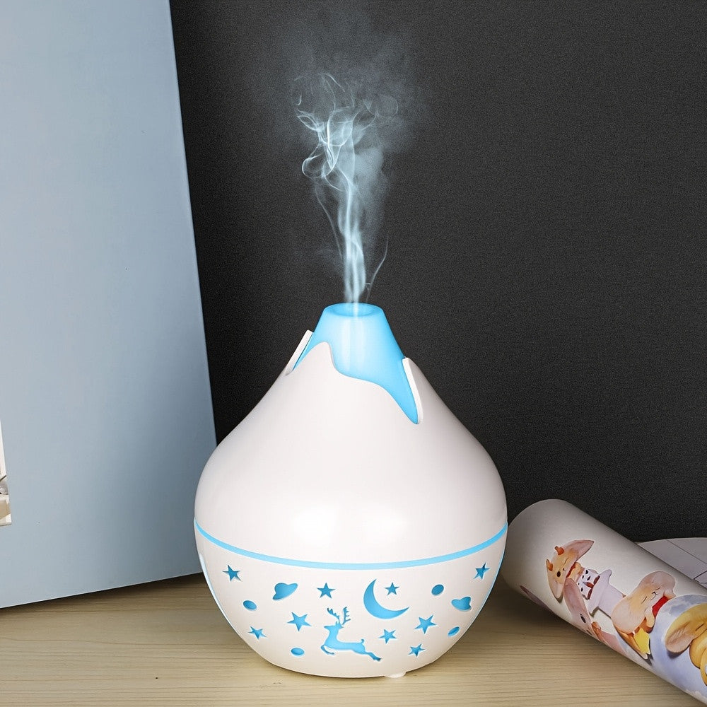 Aroma diffuser in wit met blauw nachtlampje en koude nevel