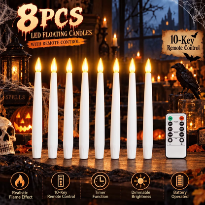 Zwevende kaarsen set van 8 met afstandsbediening, Halloween