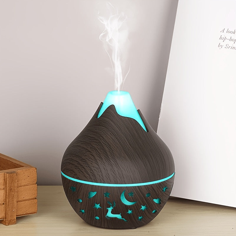 Aroma diffuser in donkere houtlook met sterren- en maanuitsparing