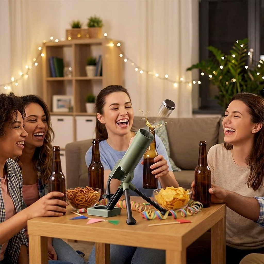 Cap Launcher bieropener op een feestje binnen met vriendinnen